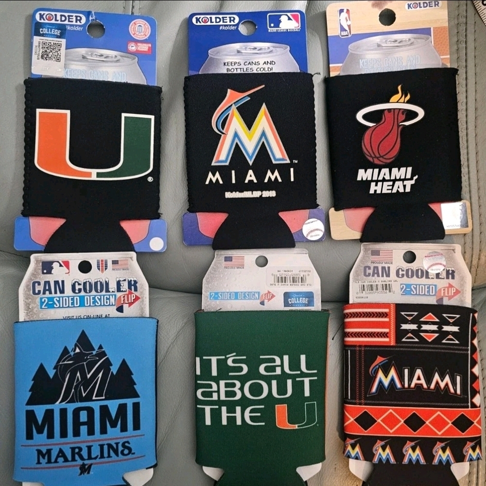 Lot of 6 Florida Teams NWTs Can Coozies Can Coolers Drink Holders Beer Soda New